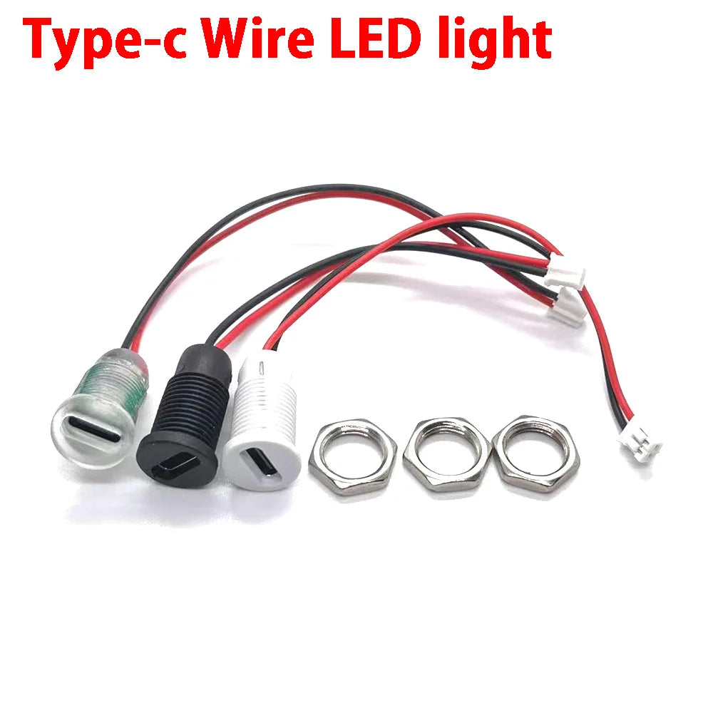 2Pin Wire LED light USB Type-c Waterproof Connector Direct compression female base Female Socket Charging Interface With Welding