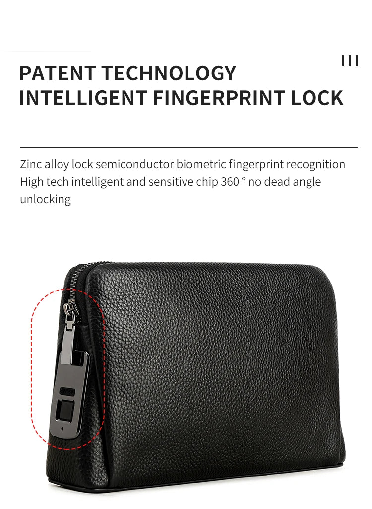 Man`s Fingerprint Lock Handbag Security Wallet