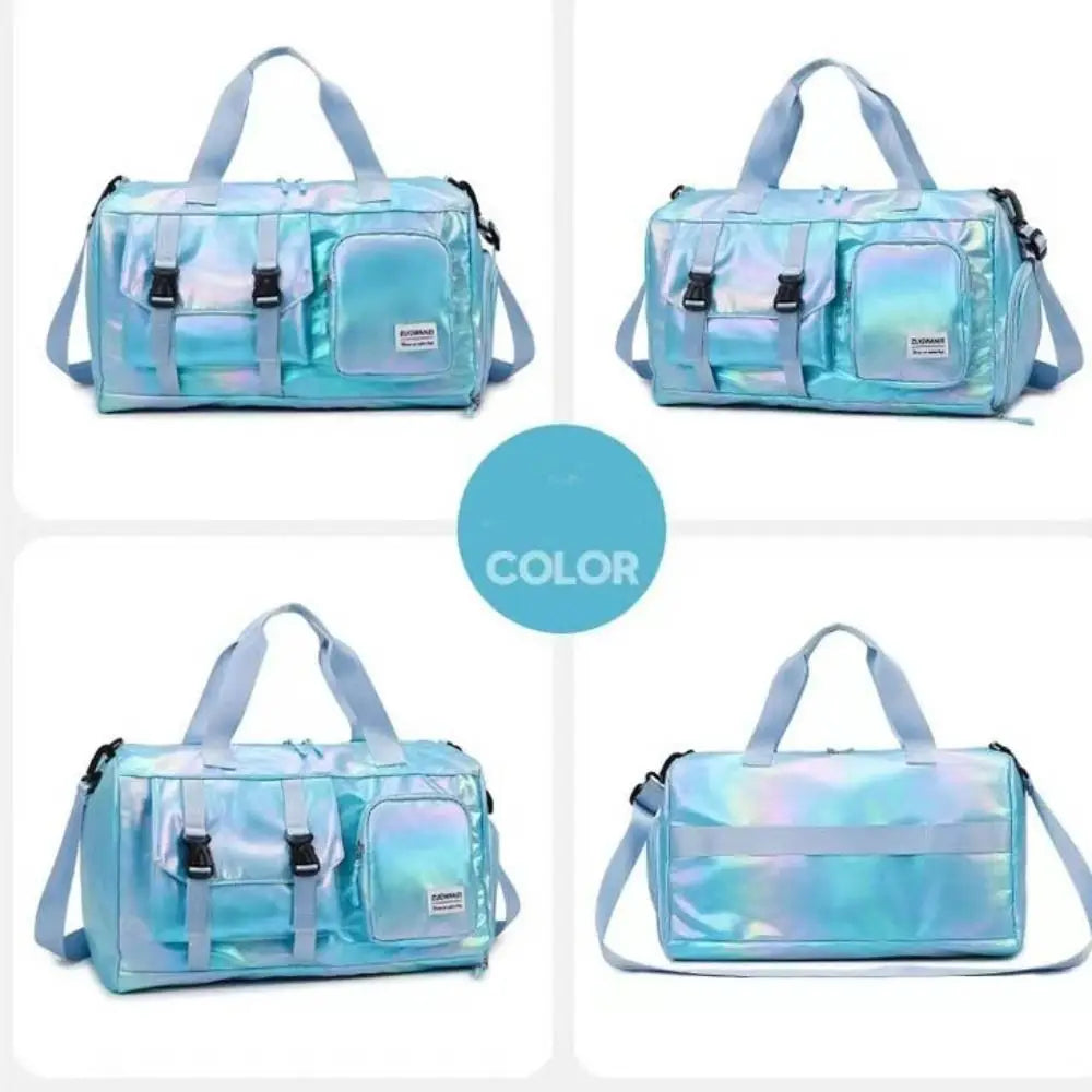 Pearl Glossy Gym Bag Wet Dry Separation Large Capacity Travel Luggage Bag Carry-On Waterproof Weekender Gym Tote Sports