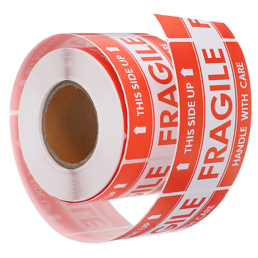 Roll Red Fragile Shipping Stickers High Visibility Adhesive Fragile Label Stickers for Moving Packaging Logistics