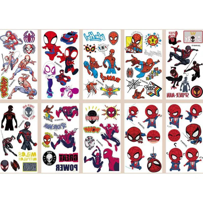 10Pcs/set Marvel Cartoon Spider Man Temporary Tattoo Stickers Cute Spider Man Tattoo For Funny Birthday Party Gifts