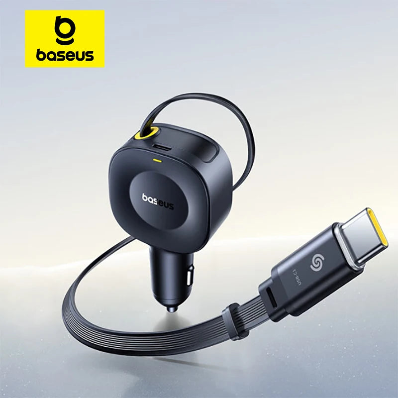 Baseus 30W Car Charger USB-C Type-C Retractable Fast Charging Car Phone Charger Adapter