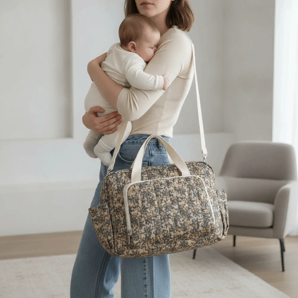 Cartoon Diaper Organizer Lightweight Large Capacity Mommy Shoulder Bag Soft-touch Foldable Stroller Hanging Pack Hospital Stay