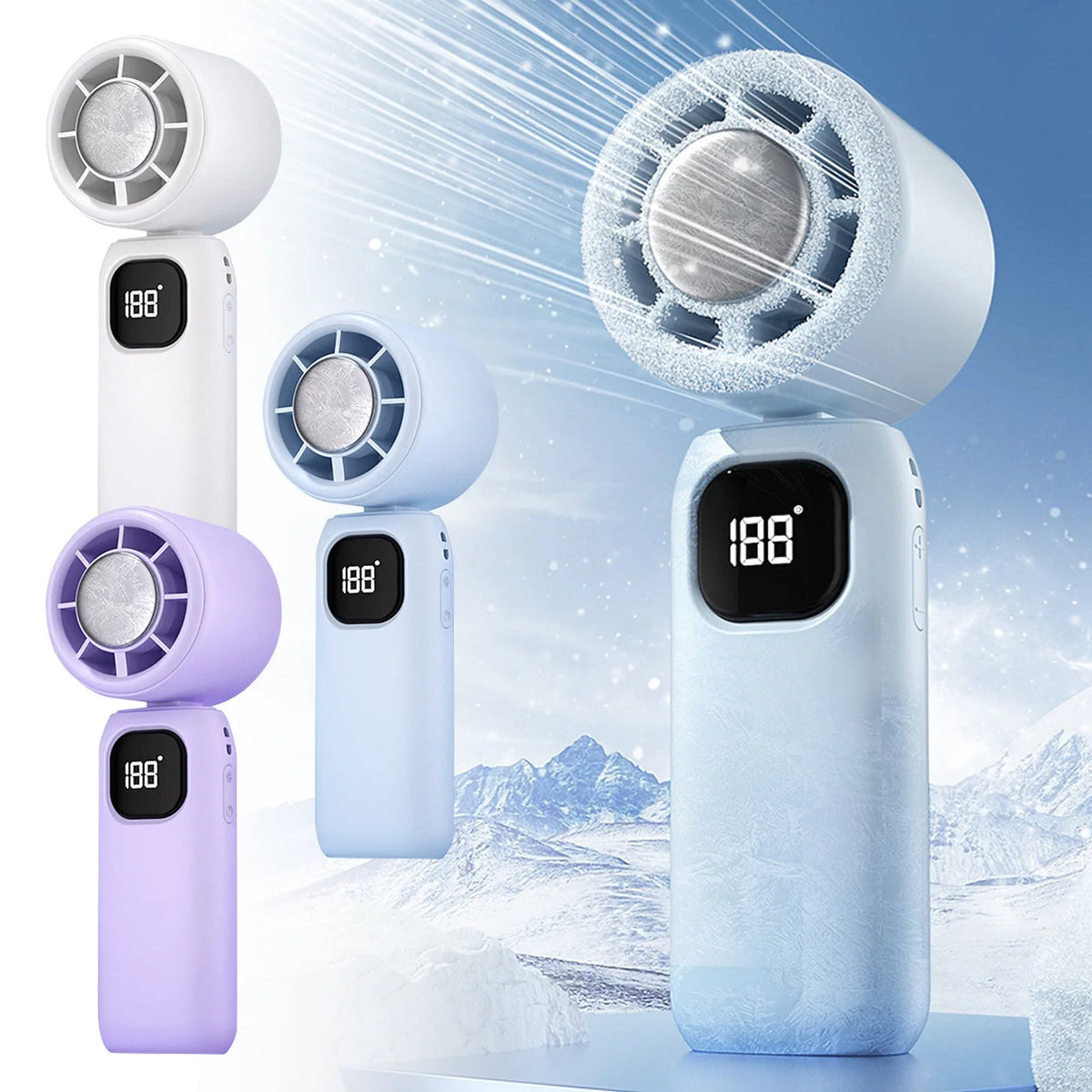 Cooling Handheld Mini Fan Digital Fan Usb Rechargeable Display Turbo Fan 100 Speed Adjustable Quiet Portable Personal Fan Indoor