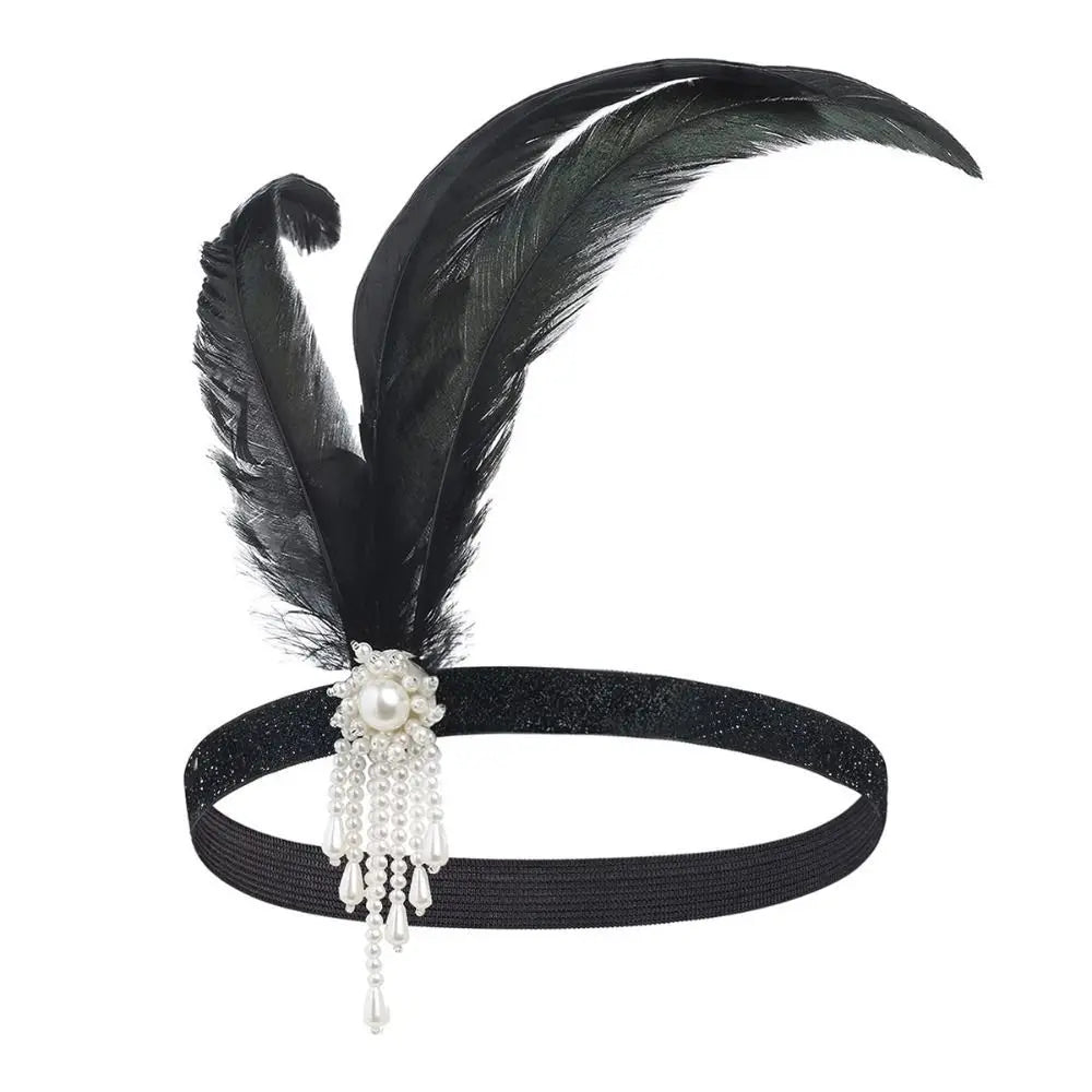 Hair Accessories Feather Headwear Tassel Diamond Cosplay Dress Headwear Black Makeup Party Masquerade Hair Band Women Hairband
