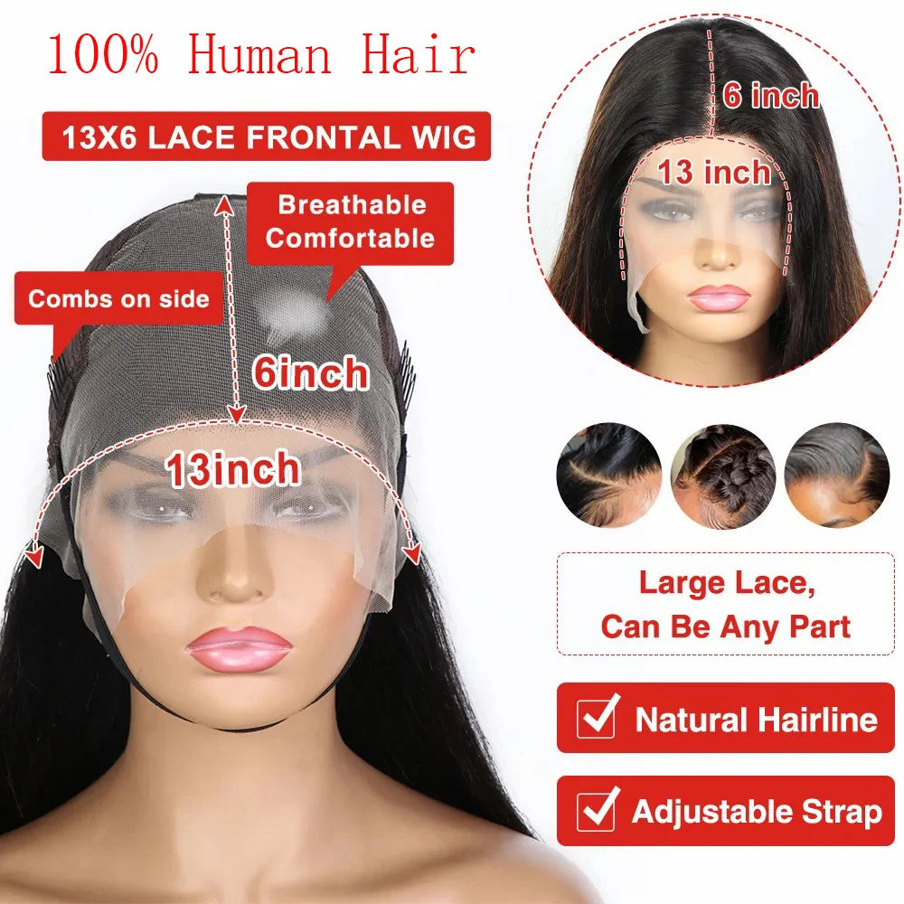 360 HD Transparent Lace Frontal Wigs Pre Plucked Brazilian Bone Straight 13x4 13x6 Lace Front Human Hair Wigs For Black Women