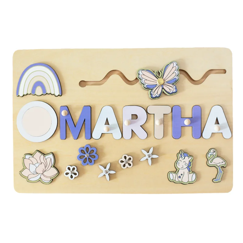 Montessori Personalised Wooden Puzzle Baby Custom First Name Puzzle Customization Letter Board Gift Child Jigsaw Educational Toy