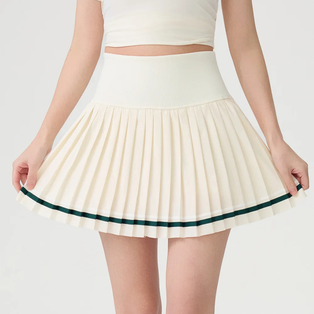 Women's High Waisted Tennis Skirt with Shorts 2-in-1 Quick Dry Yoga Skort Ladies Athletic Gym Running Skirt Summer Activewear