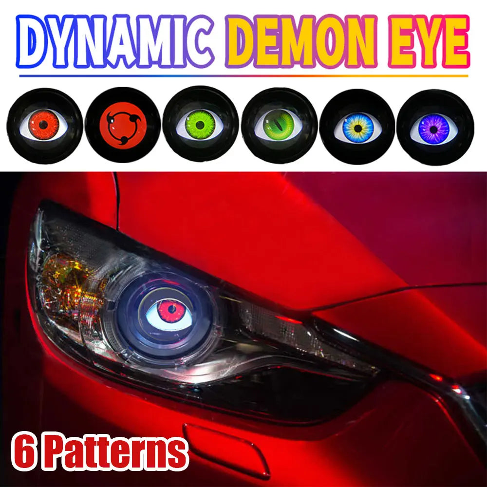 1Pair Car Dynamic Devil Eyes Lens Lights 12-36V Demon 3inch Red Eye ABS Waterpoof Headlight Assembly Auto Retrofit Accessories