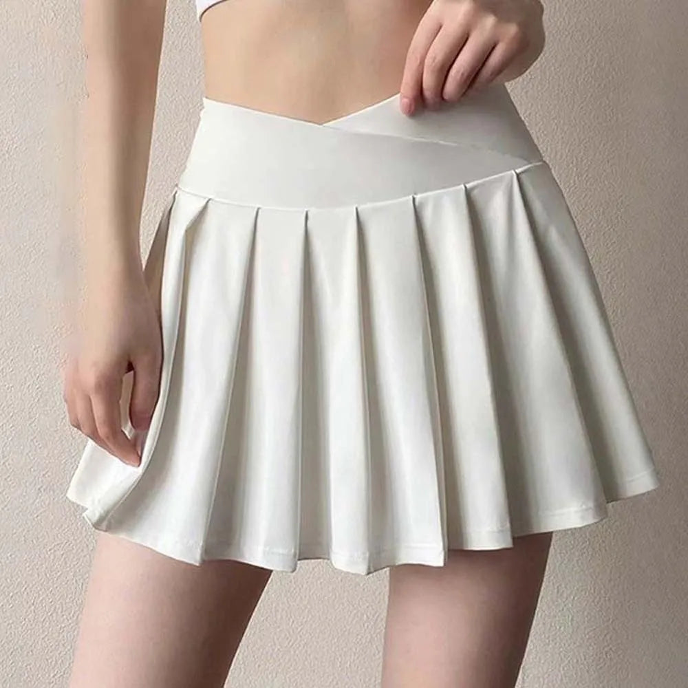 Combined in One High Waist Pleated Skirt Fitness Clothes Breathable Tennis Short Fillibeg Tight Solid Color Sports Yoga Kilt