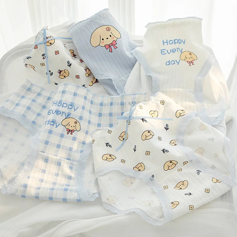 New 5PCS/Set Women's Underwear Cute Bear Cotton Panties Briefs For Girl Ladies Sexy Lingerie Cartoon Female Pantys Underpants