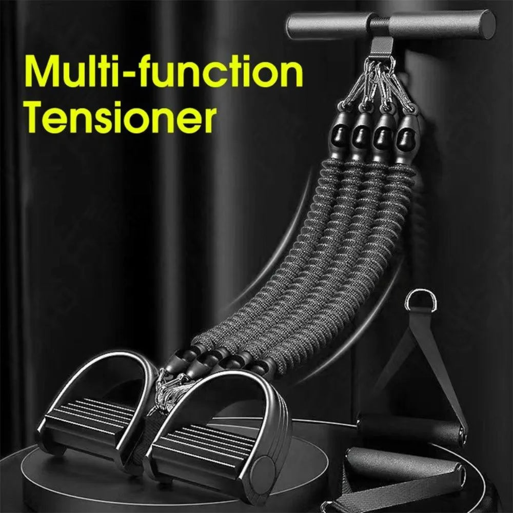 Multifunction Fitness Tension Rope with Handles Adjustable Tension Pedal Ankle Puller Non-Slip Exercise Resistance Band