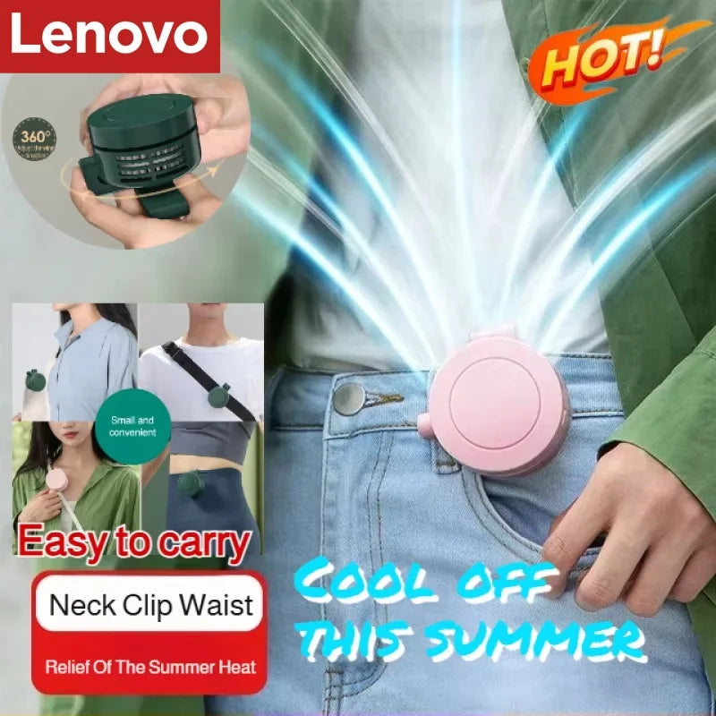 Lenovo Hanging Clip Small Fans Usb Portable Mini Small Electric Fan Light Sound Portable Desktop Handheld Fan Outdoor Cooling