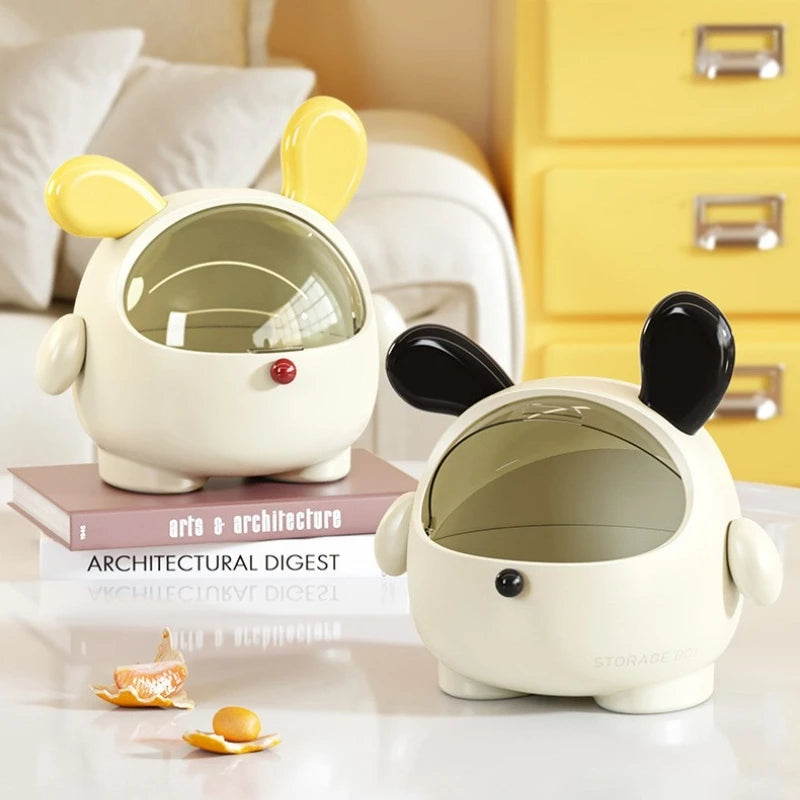 Kawaii Korean Storage Rack Desktop Rabbit Storage Box Desk Organizer Bin Cute Student Girls Hair Accessories Stationary Storage