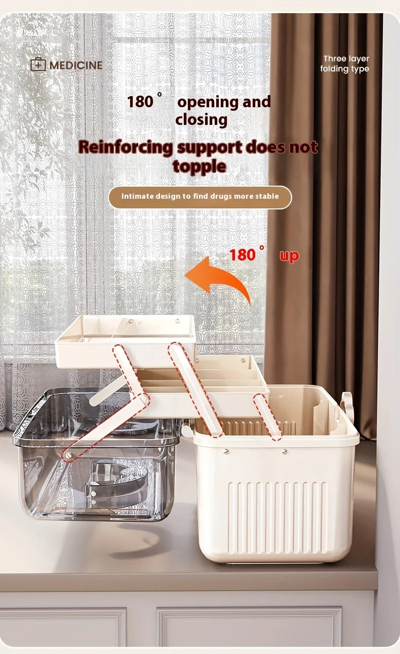 Smart Flip-Top Medicine Box - Visual Window Multi-Layer Pill Organizer with Handle