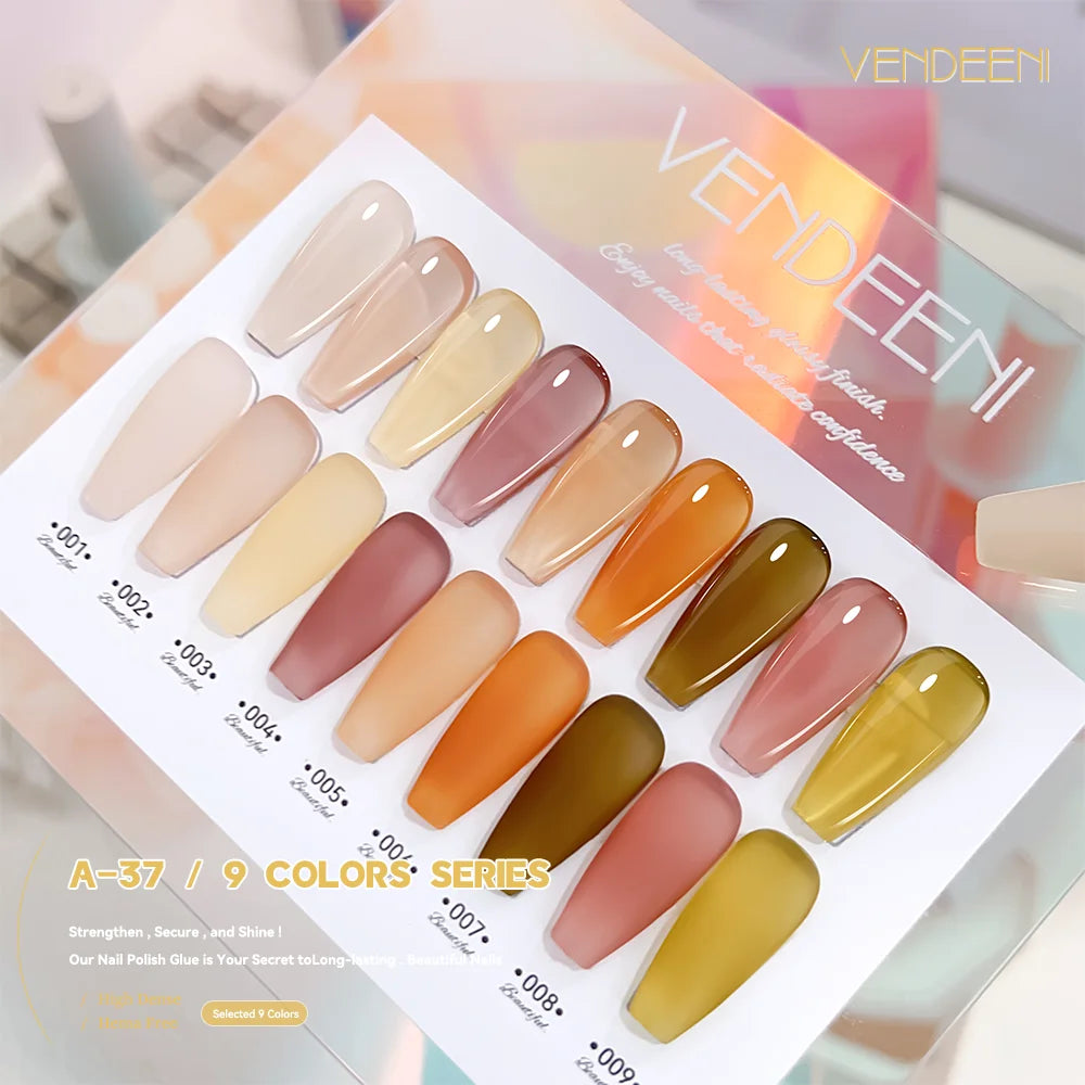 Vendeeni TPO HEMA Free 2025 Hot Sale High Quality 9-Color Nail Gel Polish Set Non-Toxic UV Gel Nail Art Kit for Nail Salon