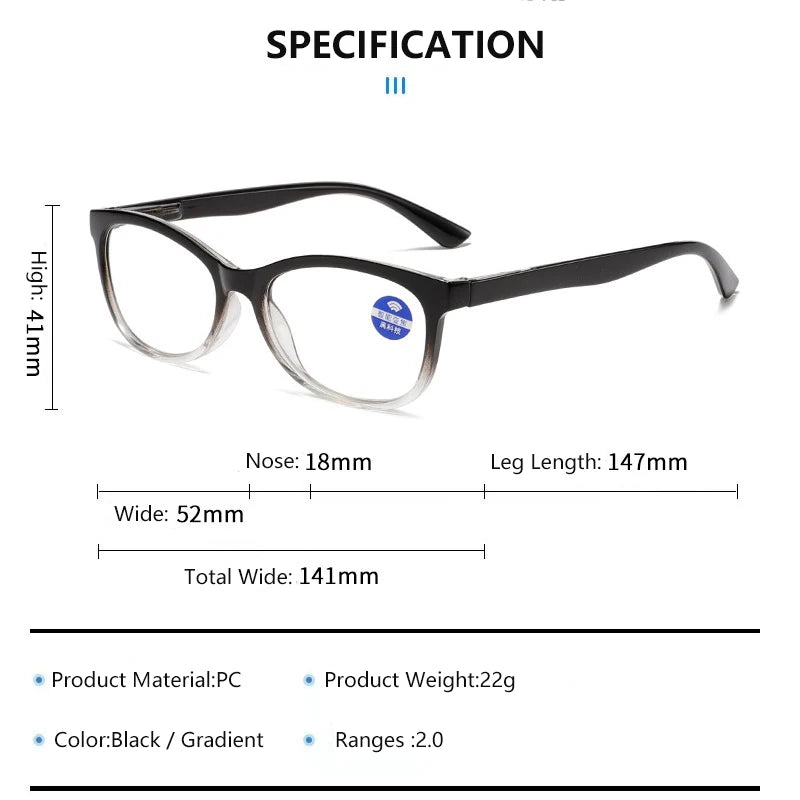 Multifocal Reading Glasses Focus Auto Adjusting Optic One Power Readers Reading Glasses Ranges 2.0