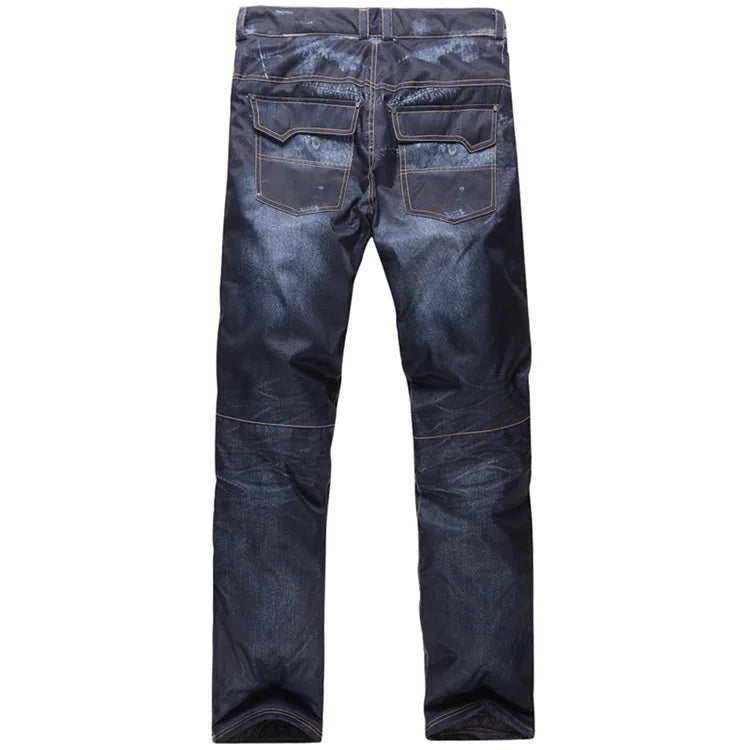 style denim ski pants suspenders denim ski pants men's skating snowboard waterproof, windproof and warm ski pants