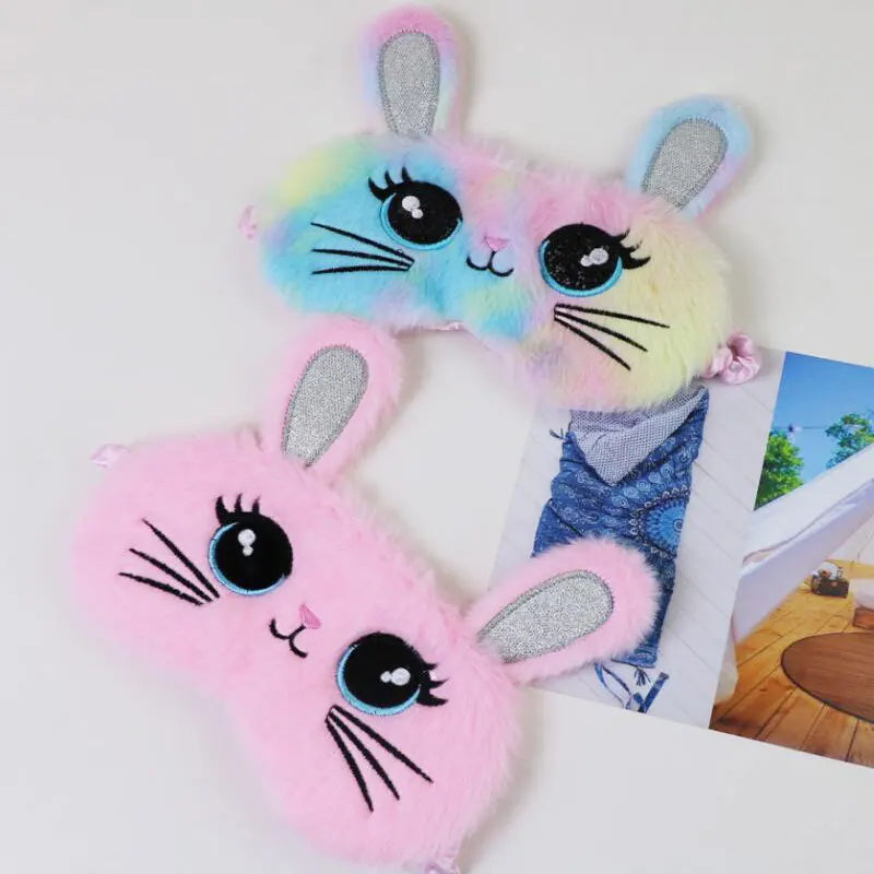 Sleeping Mask Sleeping Blindfold Soft Plush Eye Masks Cute Cat Eye Cover Plush Mask Eyepatch Nap Health Eye Cover  Sleep Mask