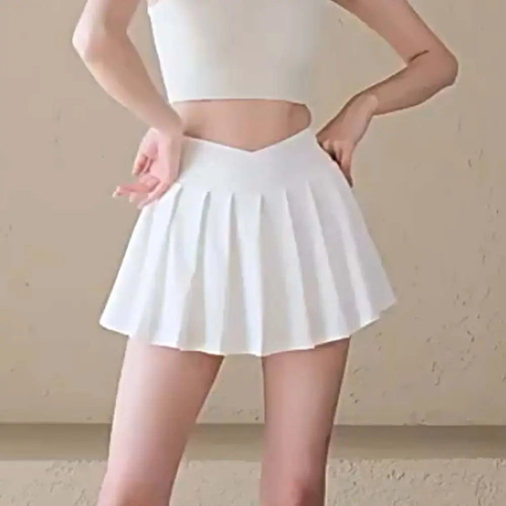 Combined in One High Waist Pleated Skirt Fitness Clothes Breathable Tennis Short Fillibeg Tight Solid Color Sports Yoga Kilt