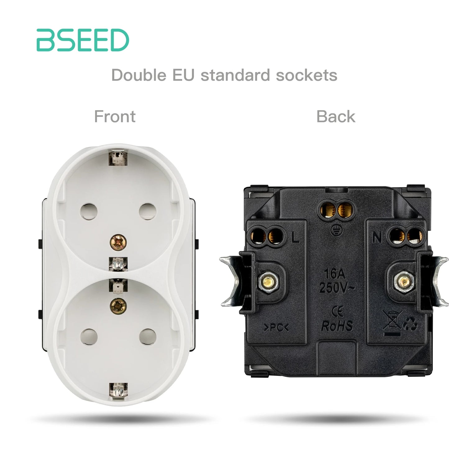 BSEED 1/2Gang Touch Light Dimmer Switch Function Base 1/2Way EU Socket Type-c USB Part Wall Glass Panels DIY Free Combination