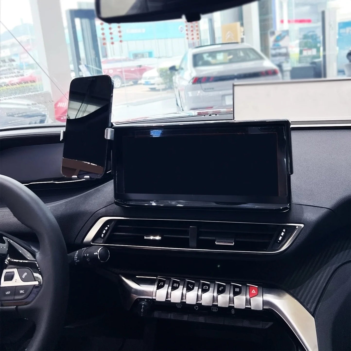Car Phone Holder 10-Inch Screen Fixed Base For Peugeot 4008 5008 2021-2023 Wireless Charging Support Car Mobile Phone Mounts