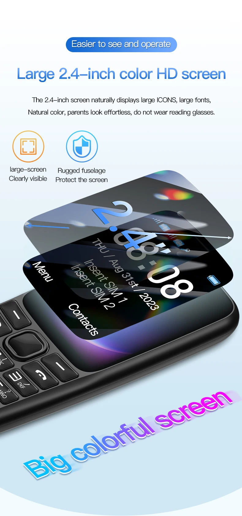 C99(H11) 4G Button Phone 2.4inches TFT Screen Dual SIM Dual Standby Voice King Alarm Clock 1500mAh Battery Torch CellPhone