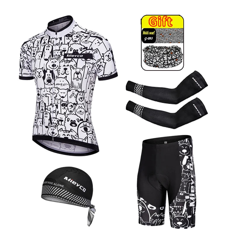 Men's Short-Sleeved Cycling Jersey Suit, Breathable Quick-Drying Clothes, Mountain Bike Set, Sports Equipment, Sweat Wicking