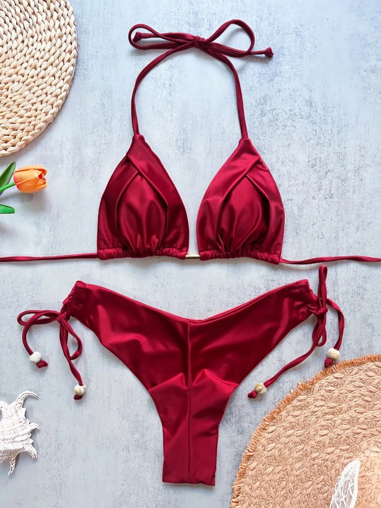 2026 Sexy Folds Bikini Set Solid Micro Bikinis Women Swimsuit Female Triangle Swimwear Beach Wear Bathing Suit