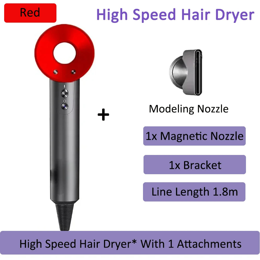 7 in 1 Professional Hair Dryer with Hot and Cold Air Functionality Negative lon Blow Quick Dry Leafless Salon Home Hairdryer ﻿