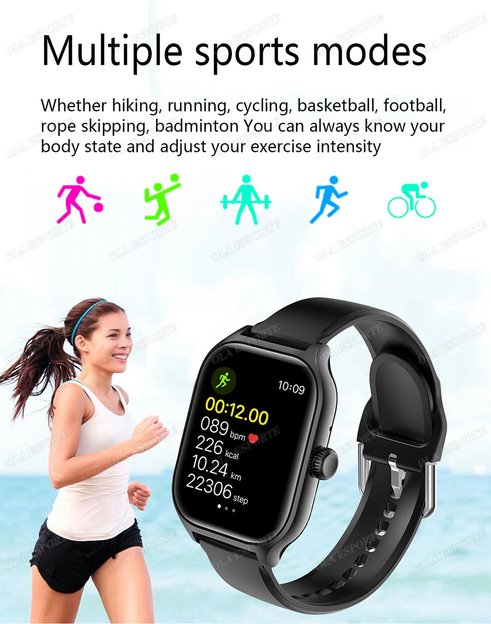 Smart Watch Bluetooth Calling Message Notification Multi-Sport Mode Heart Rate Blood Pressure Blood Oxygen Monitoring SmartWatch