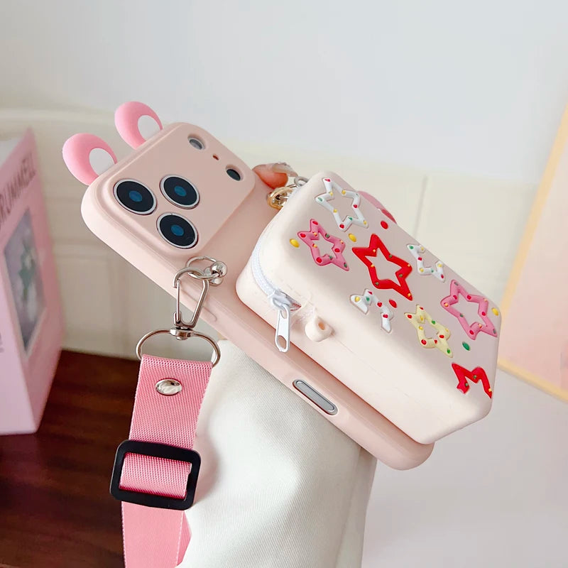 For iPhone 17 16 15 14 13 12 11 XR Xs 6 6s 7 8 SE Pro Max mini Plus e Tulip Star Wallet Case With Accessories