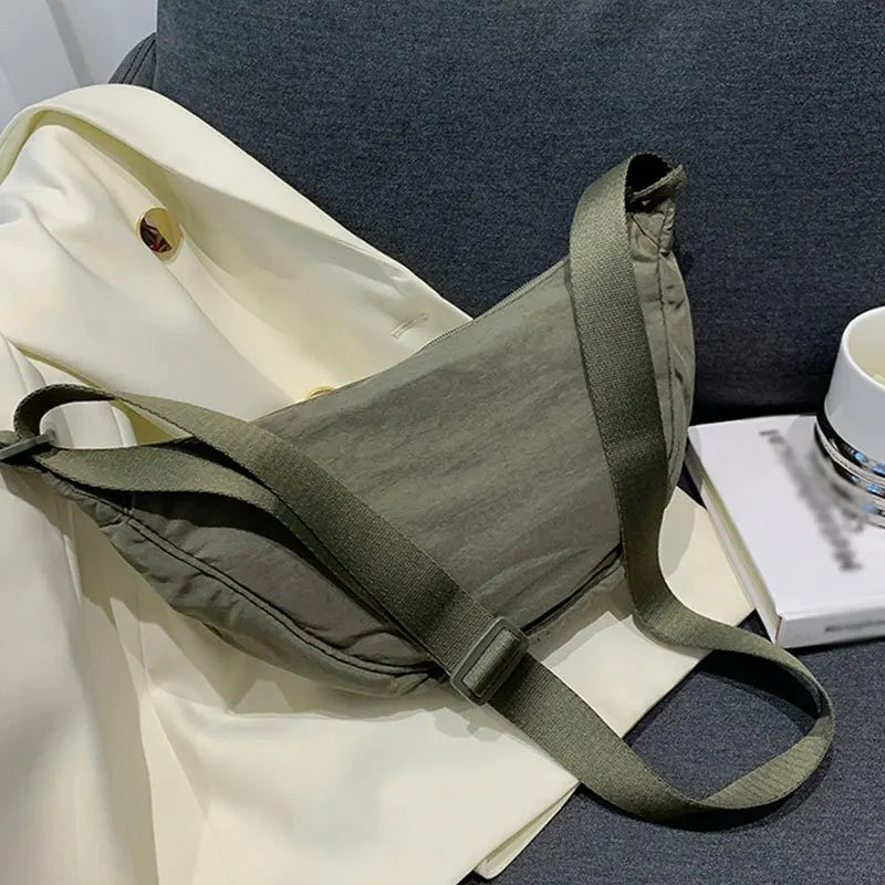 Casual Nylon Crossbody Bag for Women Shoulder Bag Woman Half Moon Chest Bags Tote Lady Travel Shopper Bag Female Purses