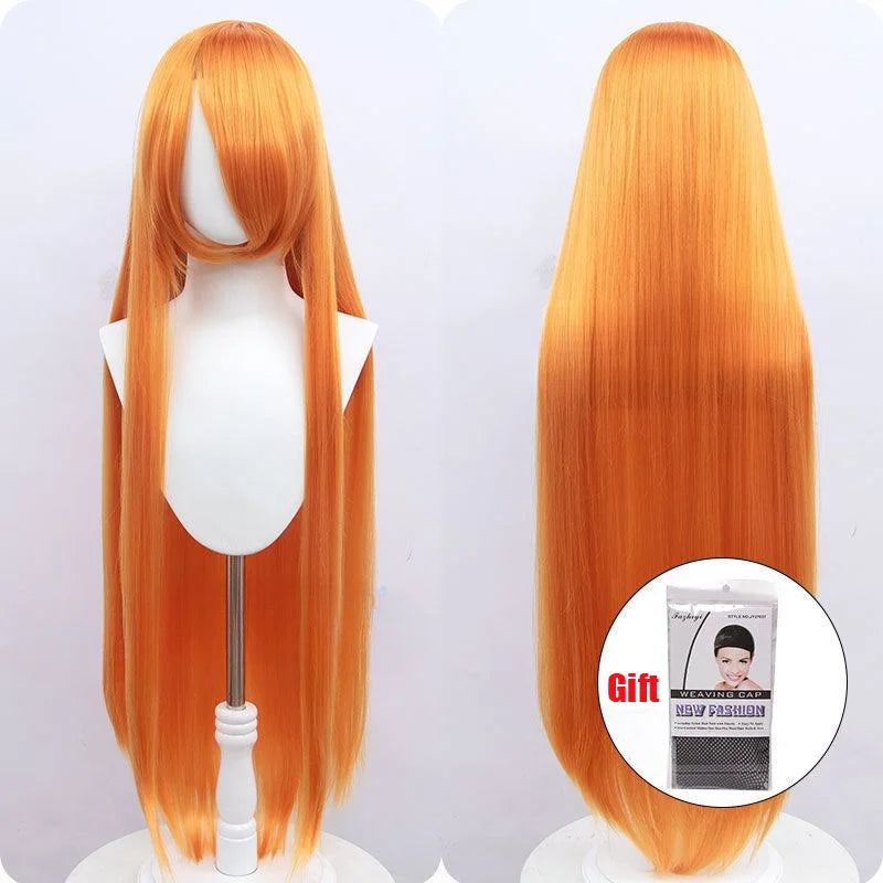 Snoya 100cm synthetic long straight cosplay wig with bangs Heat Resistant hair Anime pink blonde red purple women wig