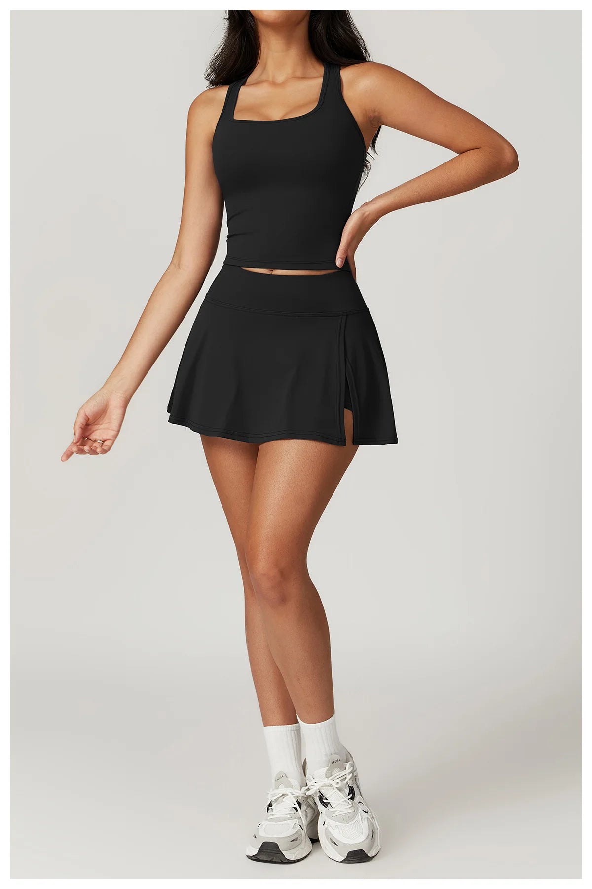 Custom LOGO women's beautiful back tight yoga set quick-drying high waist hip lift running fitness sports skirt 2-piece set