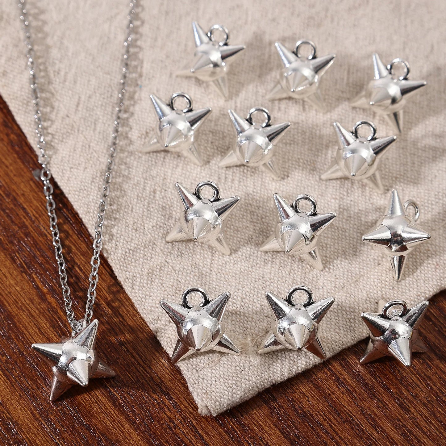 Punk Rock Aesthetic Spike Morning Star Rivet Dangle Charms Jewelry Making Gothic Spiky Ball Pendant Charms DIY Jewelry Findings