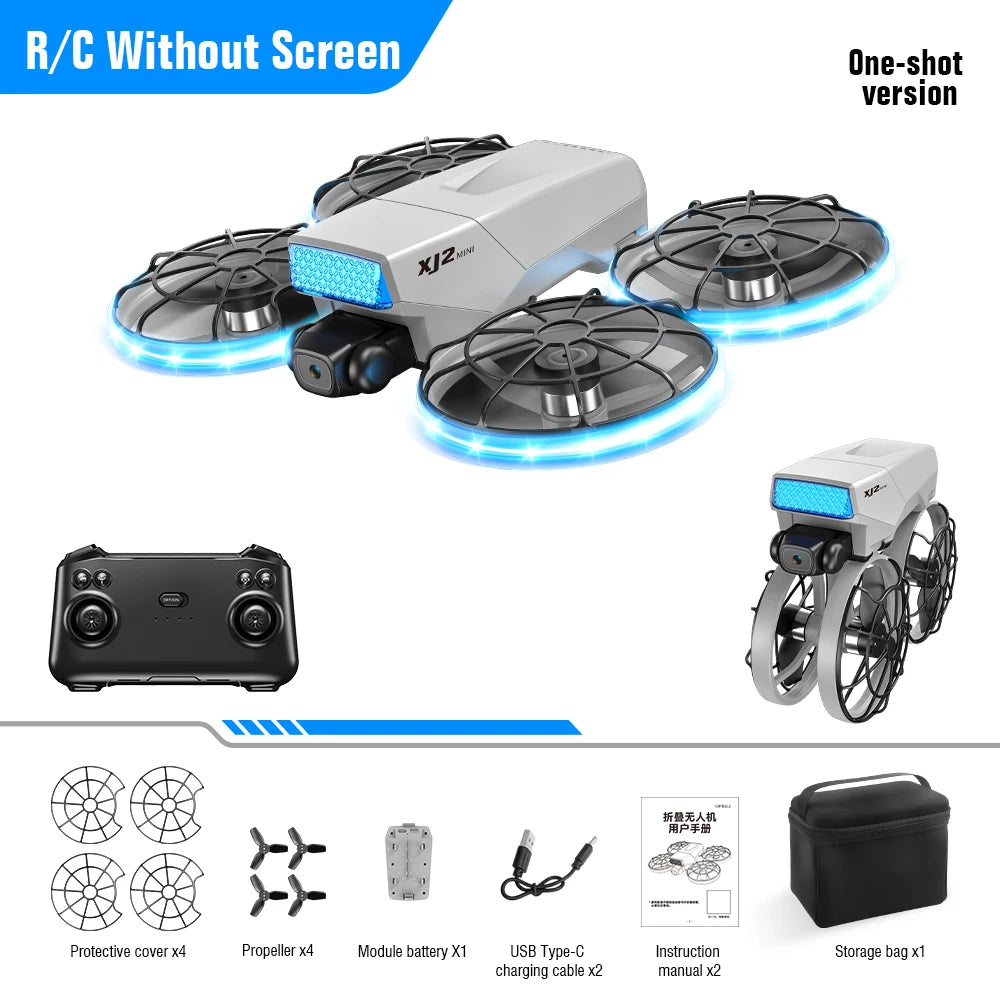 XJ2 Mini Drone 8K HD Camera, Foldable Brushless RC Quadcopter, Remote Control Toy for Kids Teens Beginners Gift Drone