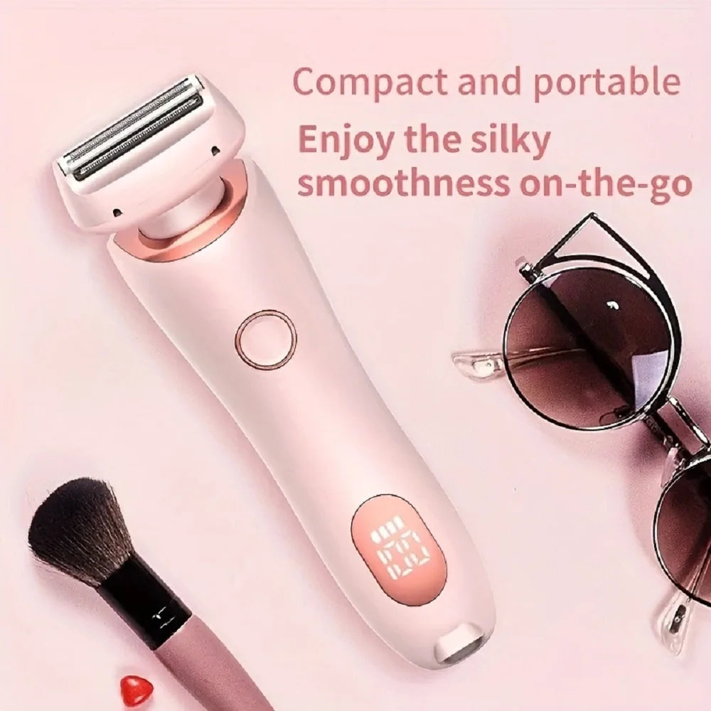 2 in 1 Lady Hair Removal Device Electric Shaver & Bikini Trimmer IPX7 Waterproof Face & Body Hair Remover for Legs Underarms