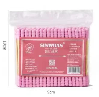 100pcs Colorful Safe Pure Cotton Swabs Baby Infant Dual Head Use Cleaning Makeup  Swabs for Ear Nostril Cleaning