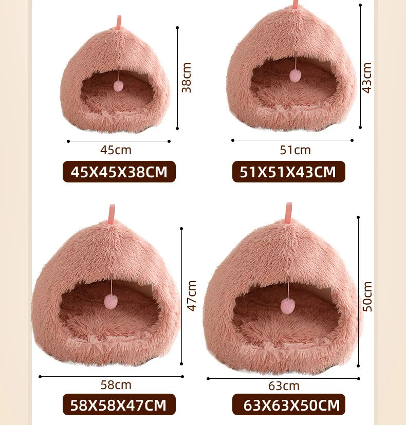 Winter Warm Plush Flannel Pet Bed - 2 in 1 Heated Cat Dog Kennel Pad, Deep Sleep Cozy Nest Basket for Small Medium Indoor Pets,