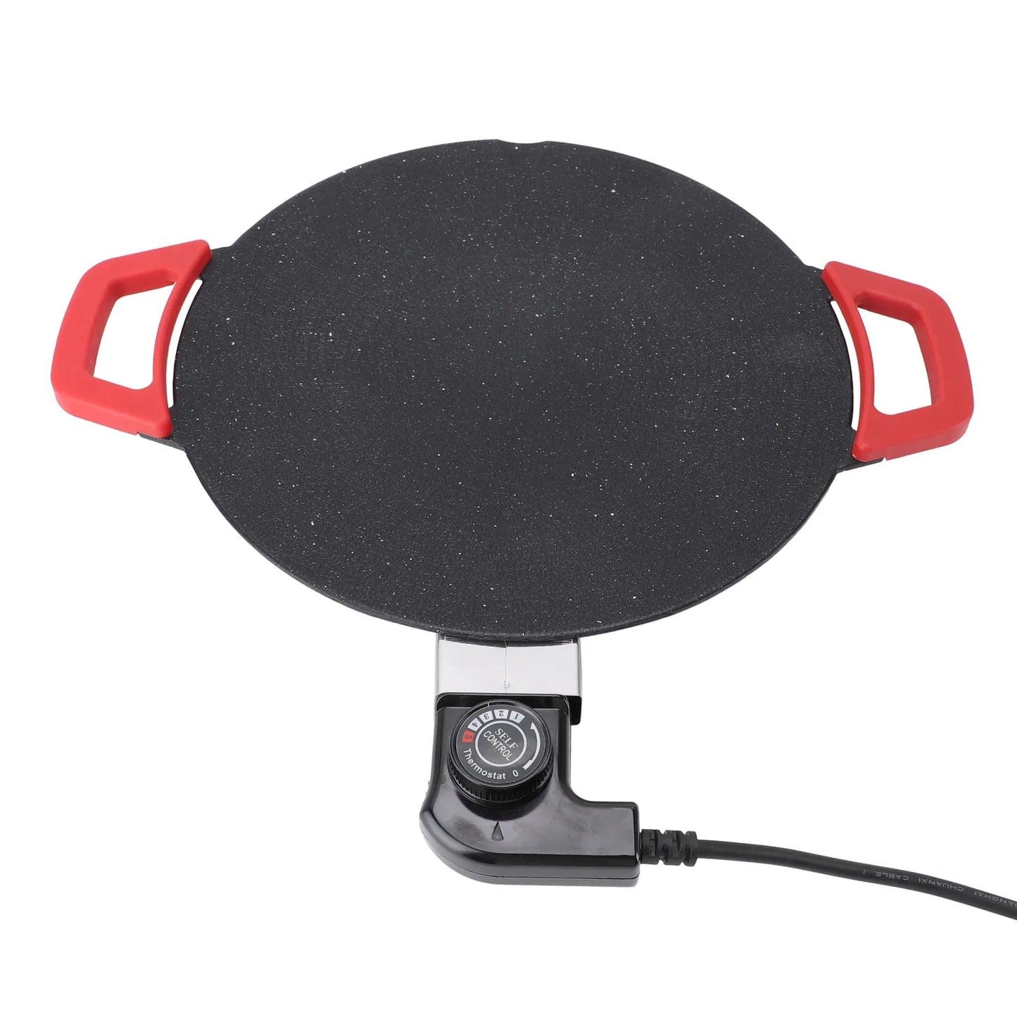 30cm Electric Grill Pan Round BBQ Griddle Concave Design Nonstick Coating Temperature Knob Adjustment Electric Grill Plate