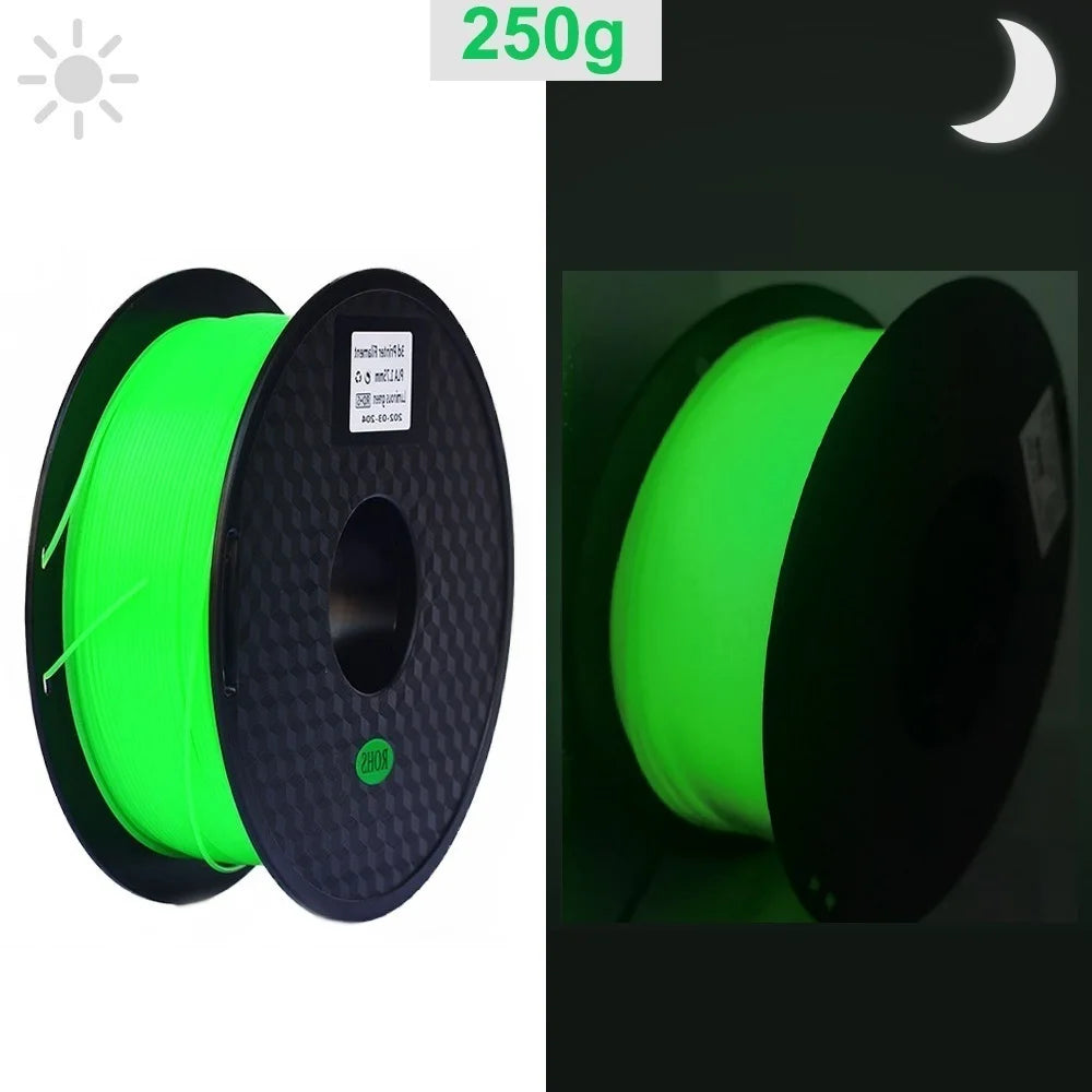 3D Printer Filament Glow In The Dark PLA 1.75mm 1kg 250g Luminous Filament PLA Blue Green Plastic Material Clear For FDM Printer