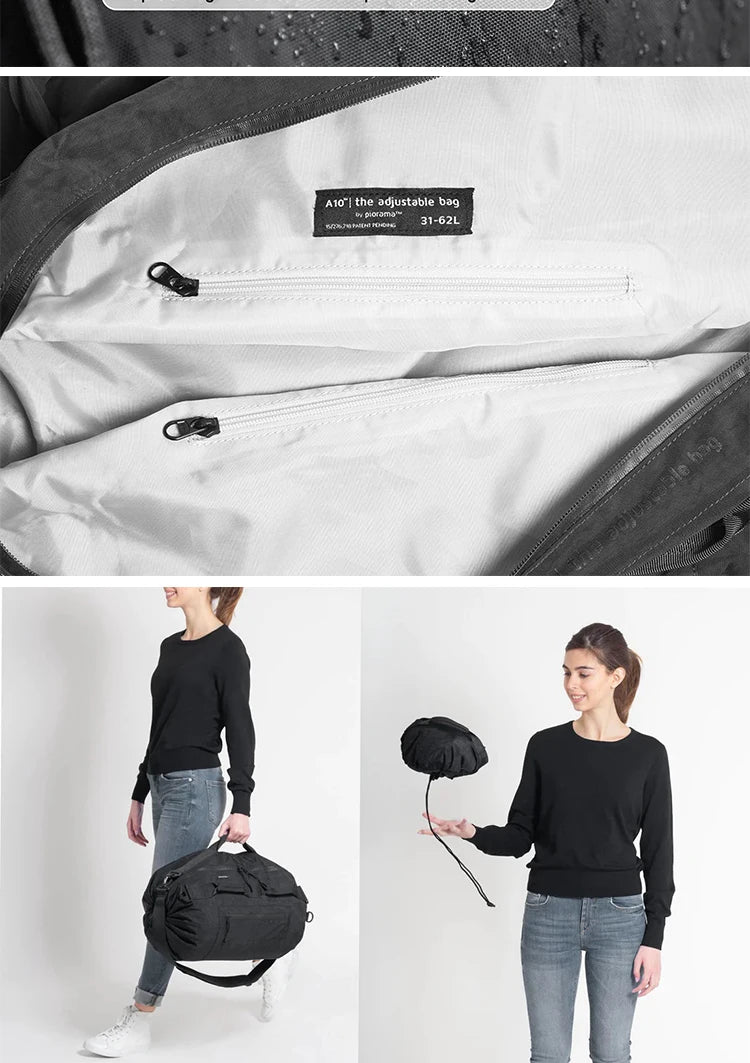 60L Travel Duffel Bag, Adjustable Sports Duffle Bag Upgraded Waterproof Gym Bag Overnight Weekender Bag Foldable Travel Backpack