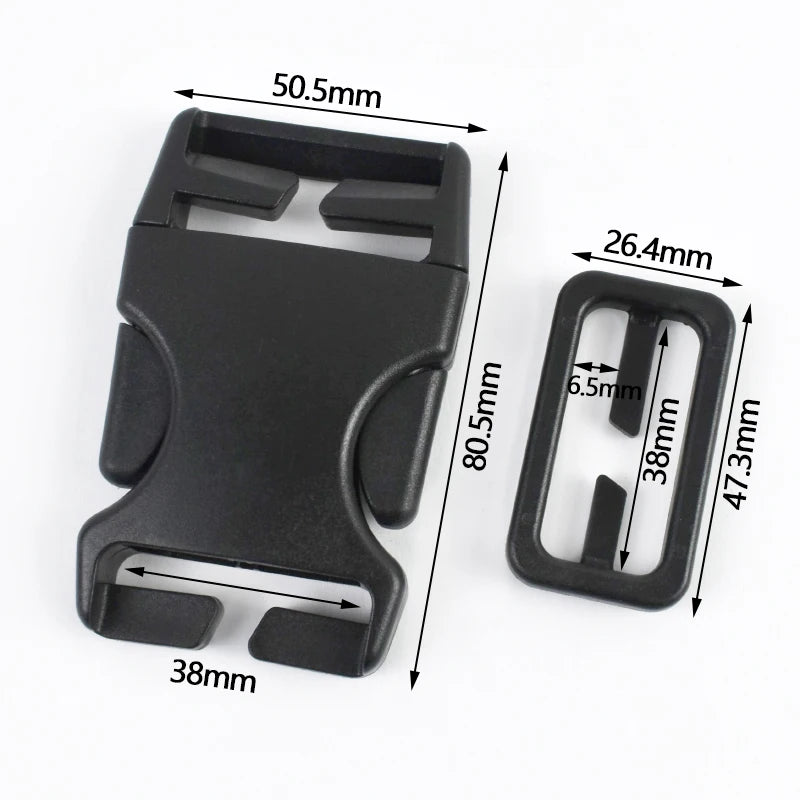 2-10Sets 20/25/38mm Dog Collar Repair Accessories Backpack Plastic Carabiner Clips Side Release Buckles Belt Adjust Sliders Hook