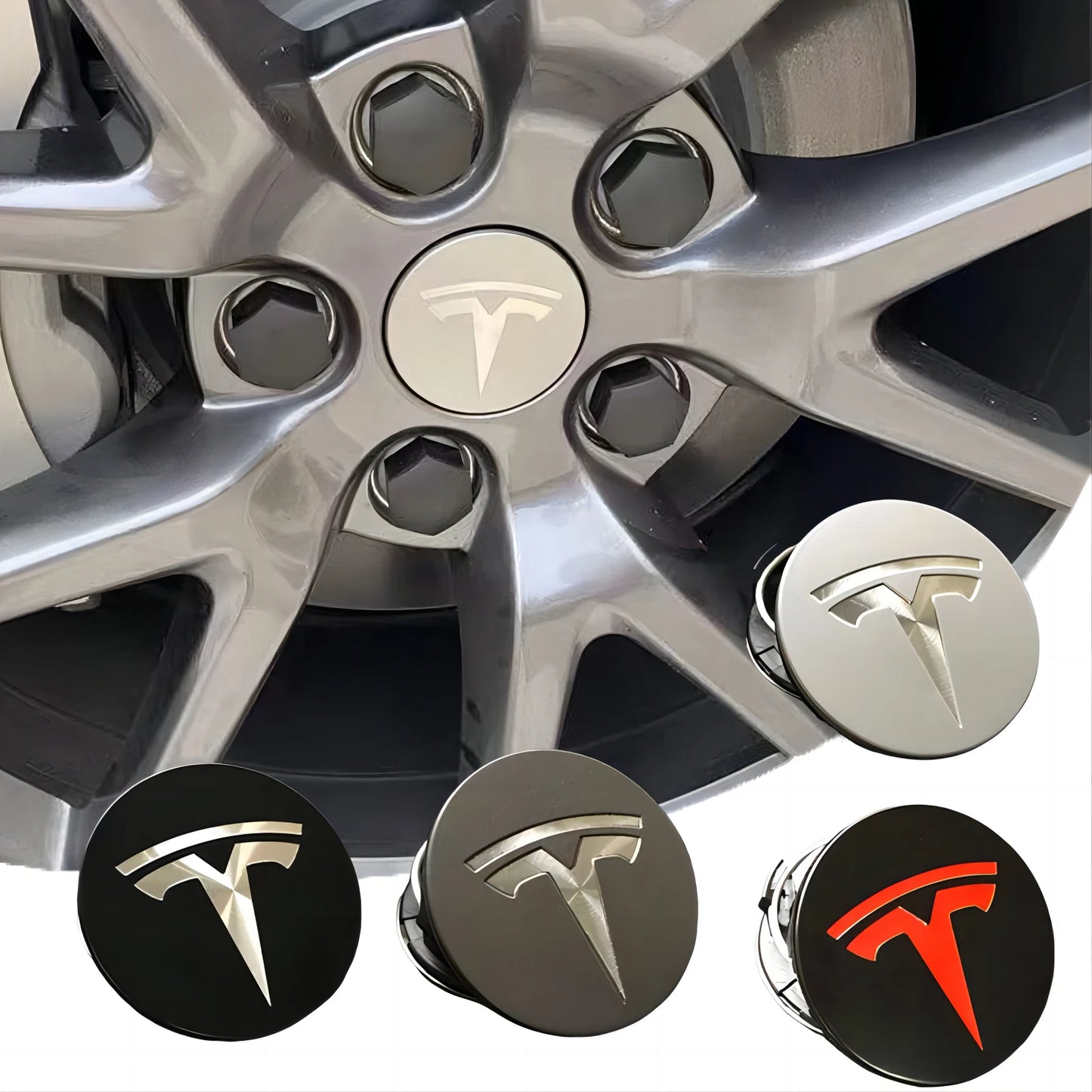 4pcs 56mm Applicable to Tesla original wheel hub cover Model3 Model Y Model S X wheel hub tire center cover logo