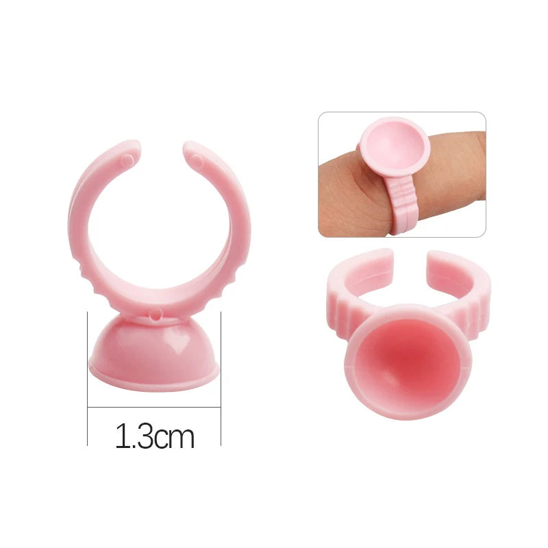 AILEISHI 100Pcs Disposable Eyelash Glue Fan Cup Rings Holder Container Tattoo Pigment Eyelash Extension Tools Lash Supplies
