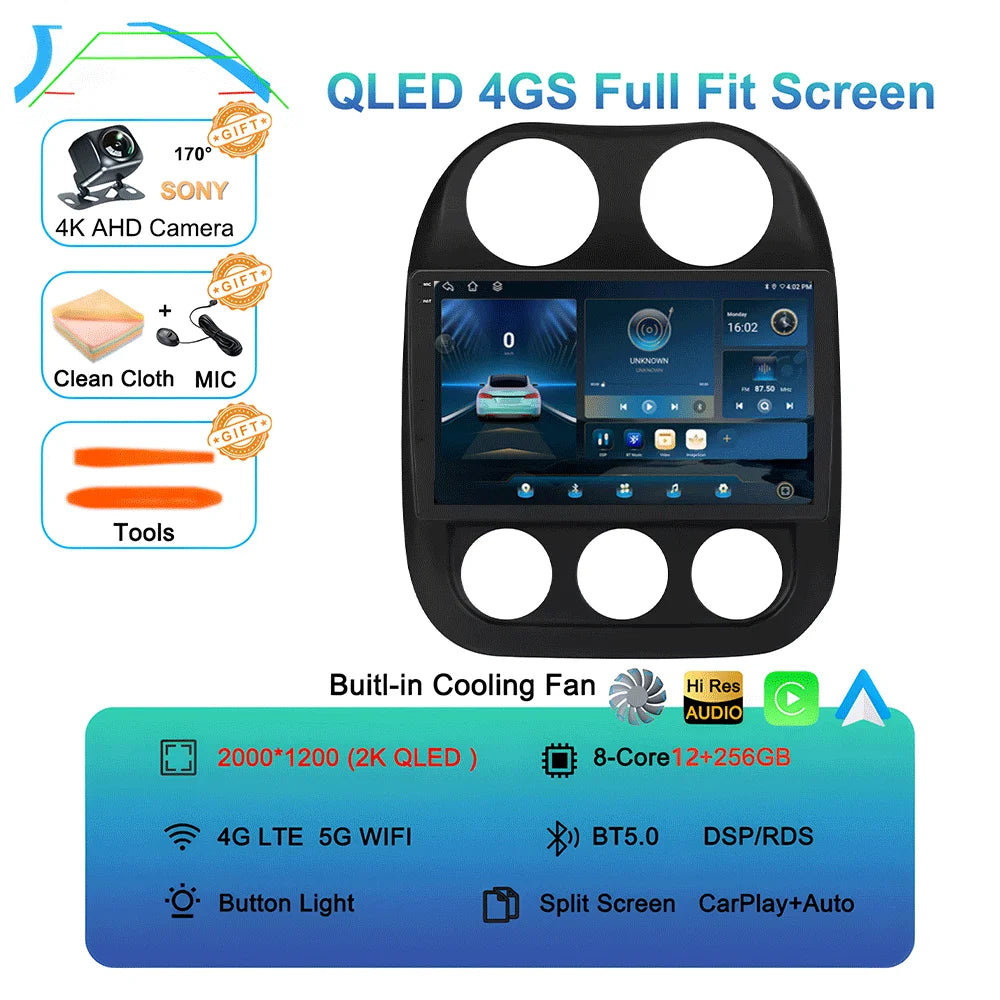 Android15 video Player Car Radio For Jeep Compass Patriot 2010 - 2016 Autoradio Stereo 2 Din GPS Navigation Carplay DSP WIFI+4G