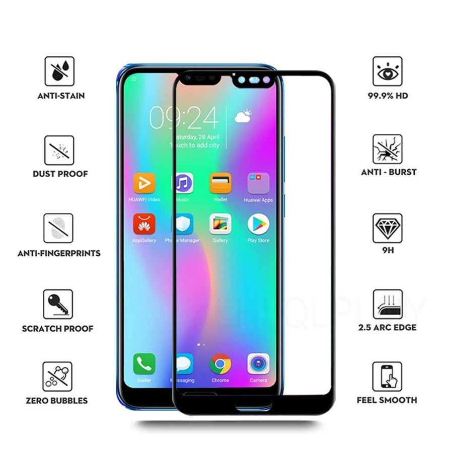 2Pcs Tempered Glass For Honor 20 9C 7C 7A Pro 8C 20S 9 10 90 70 50 Lite 30i 10i 9X 9A 8S 8X 8A 7X X7 X9 Screen Protector Cover