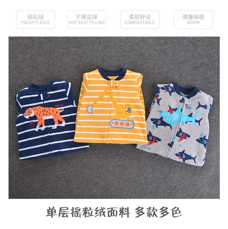 24M Toddler Baby Clothes Romper Children Fleece Outdoor Clothing Winter Warm Climbing Jumpsuit Zipper One-piece Coverall Pajamas