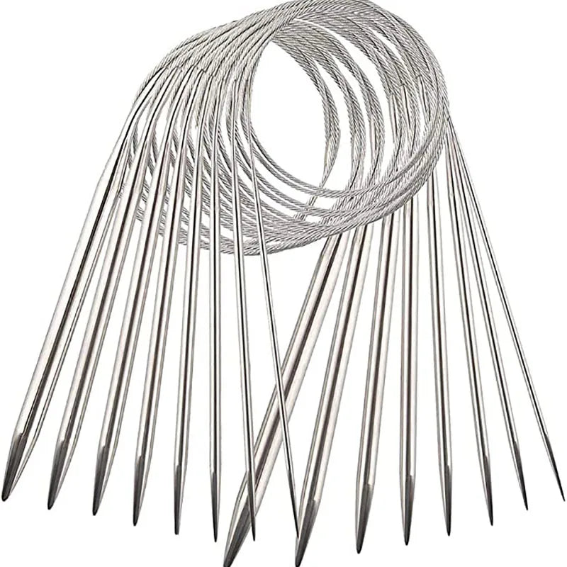43/60/80/100/120cm Stainless Steel Circular Knitting Needles Crochet Needles For Knitting DIY Weaving Pins Needle Craft Tools